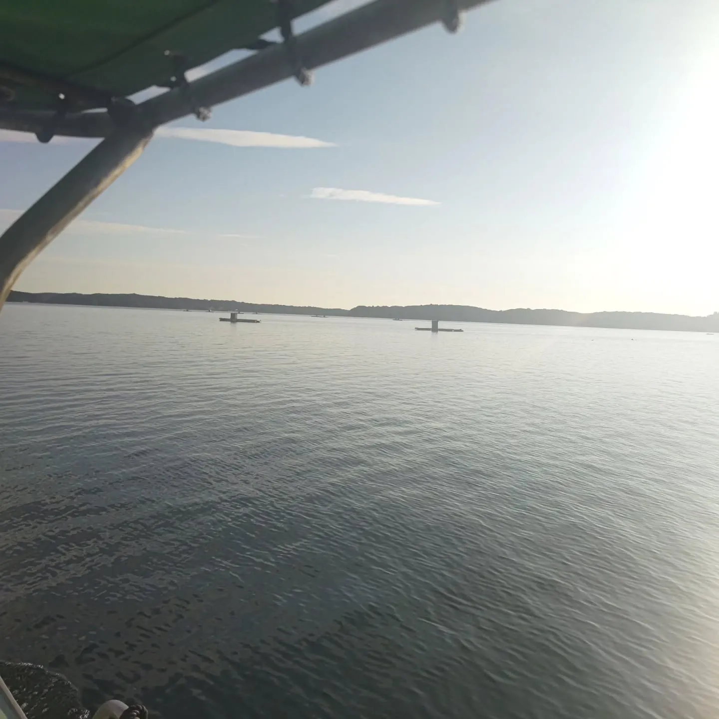 沖のイカダの被害確認に行ってました。